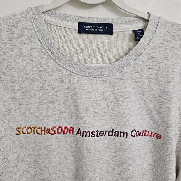 Scotch & Soda Amsterdam Couture Sweatshirt Men XXL Gray Pullover Melange Sweater - Picture 3 of 10
